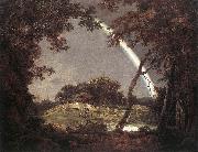 WRIGHT, Joseph Landscape with Rainbow wer painting